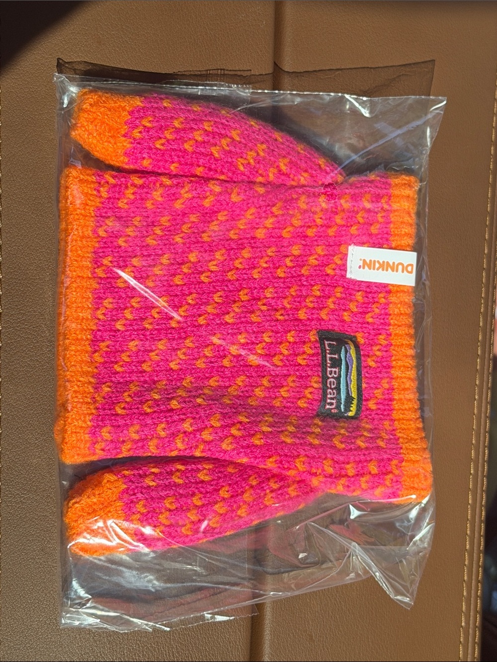 L.L. Bean & Dunkin Donut Collab : Pink & Orange Knit Sweater for cup